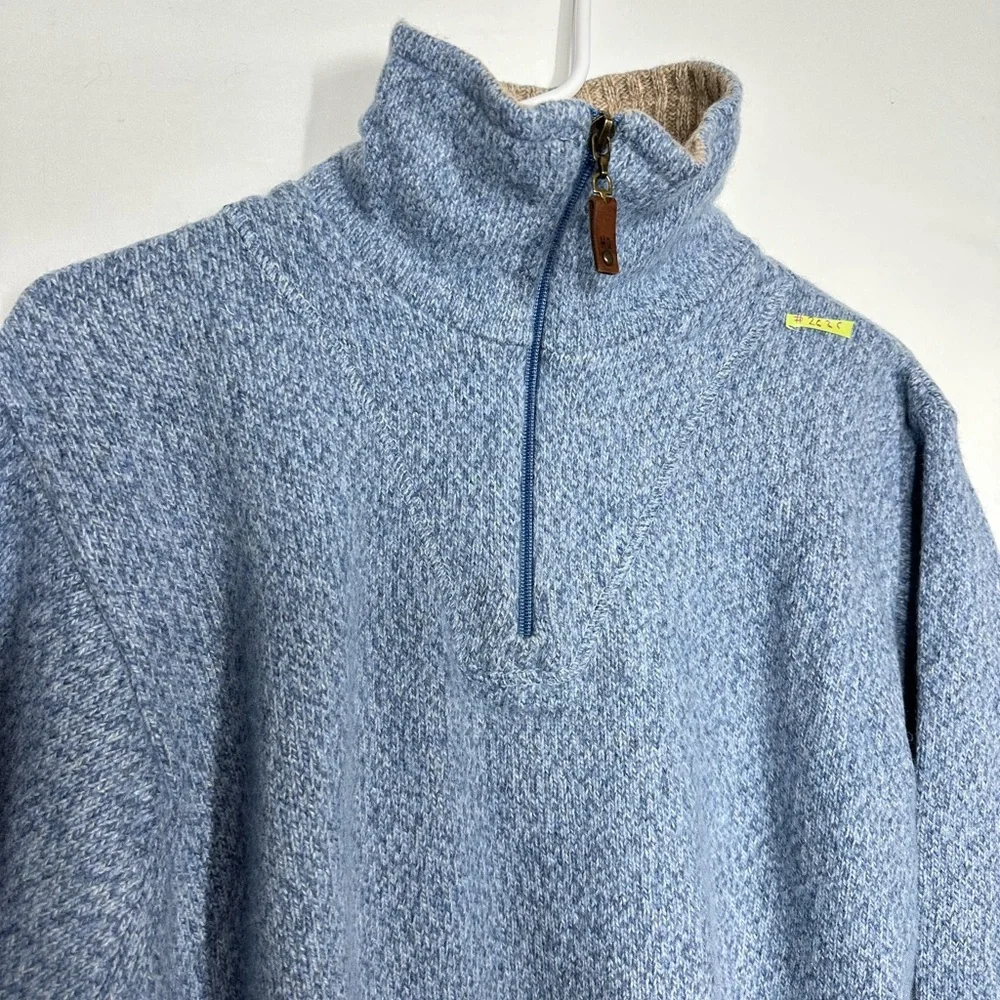 #2636 MASSIMO DUTTI Sweater Mens Size XL (42) Beige Blue Quarter Zip